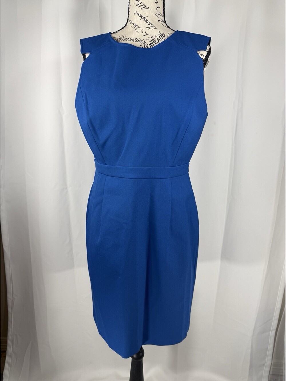 J Crew Womens Size 8 Cobalt Blue Sheath Dress Cap Sleeve Stretch Career Office
